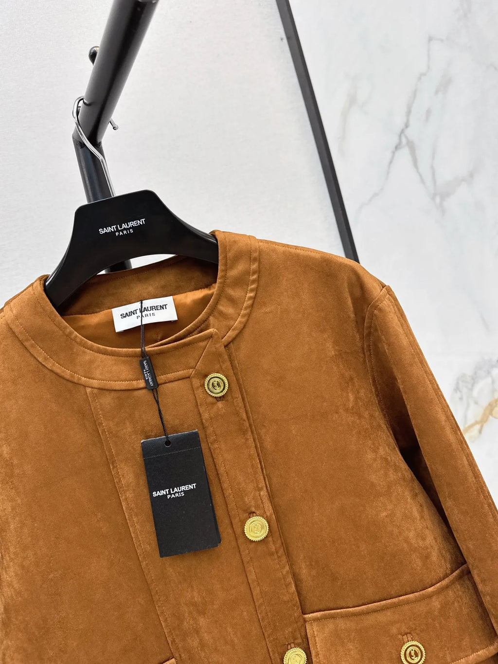 Saint Laurent Women's Faux Suede Crewneck Jacket 26SS 983890370