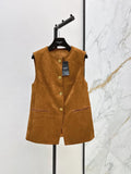 Saint Laurent Women's Faux Suede Round Neck Vest Jacket