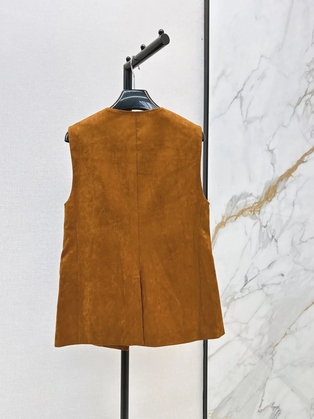 Saint Laurent Women's Faux Suede Round Neck Vest Jacket