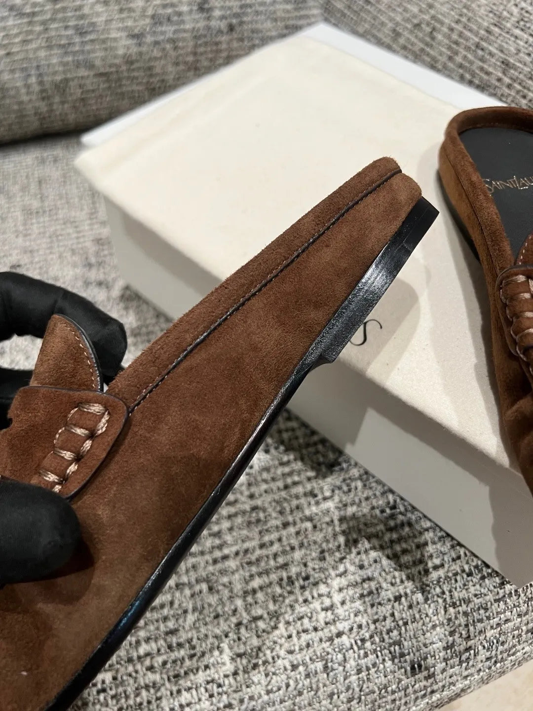 Saint Laurent Women's Pleated Suede Mules