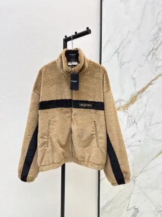 Saint Laurent Women's Striped Faux Fur Track Jacket 26SS 993900370