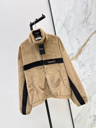 Saint Laurent Women's Striped Faux Fur Track Jacket 26SS 993900370