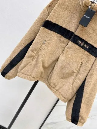 Saint Laurent Women's Striped Faux Fur Track Jacket 26SS 993900370
