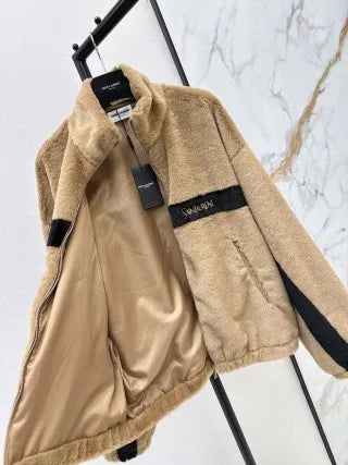 Saint Laurent Women's Striped Faux Fur Track Jacket 26SS 993900370