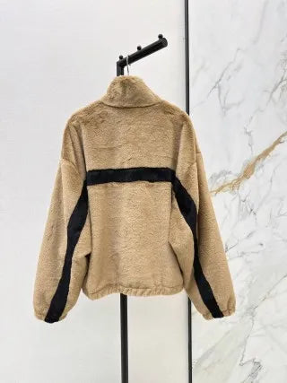Saint Laurent Women's Striped Faux Fur Track Jacket 26SS 993900370