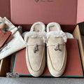 Suede Beaver Fur Slippers 281079