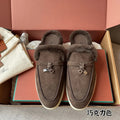 Suede Beaver Fur Slippers 281083