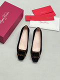 Suede Tortoiseshell Buckle Block Heels 255461