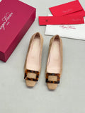 Suede Tortoiseshell Buckle Block Heels 255463