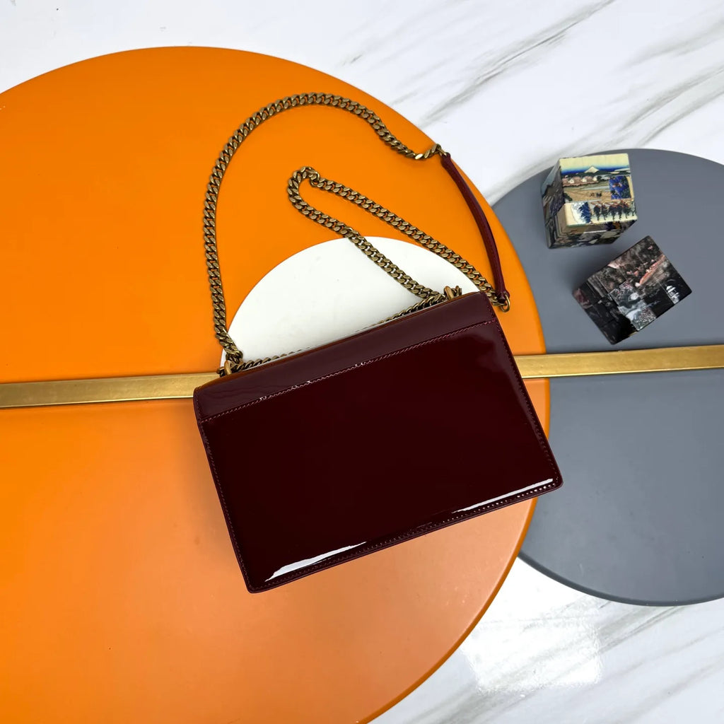 Sunset 8.7 in Glossy Patent Leather Bag 442906