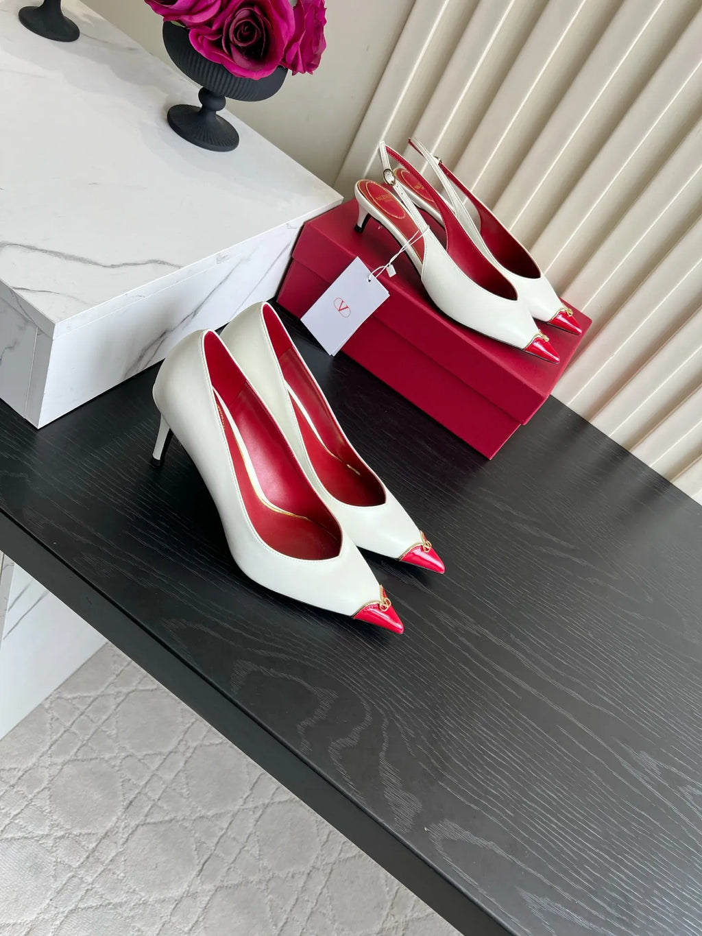 VAL Valentino Women's Heart-Shaped Pointed-Toe Heels