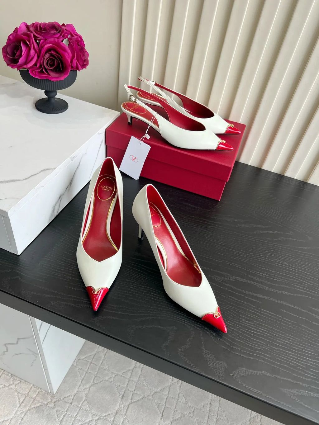 VAL Valentino Women's Heart-Shaped Pointed-Toe Heels