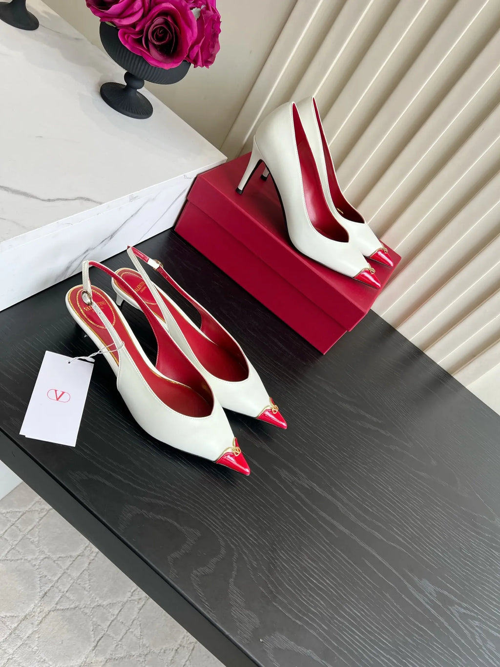 VAL Valentino Women's Heart-Shaped Pointed-Toe Heels