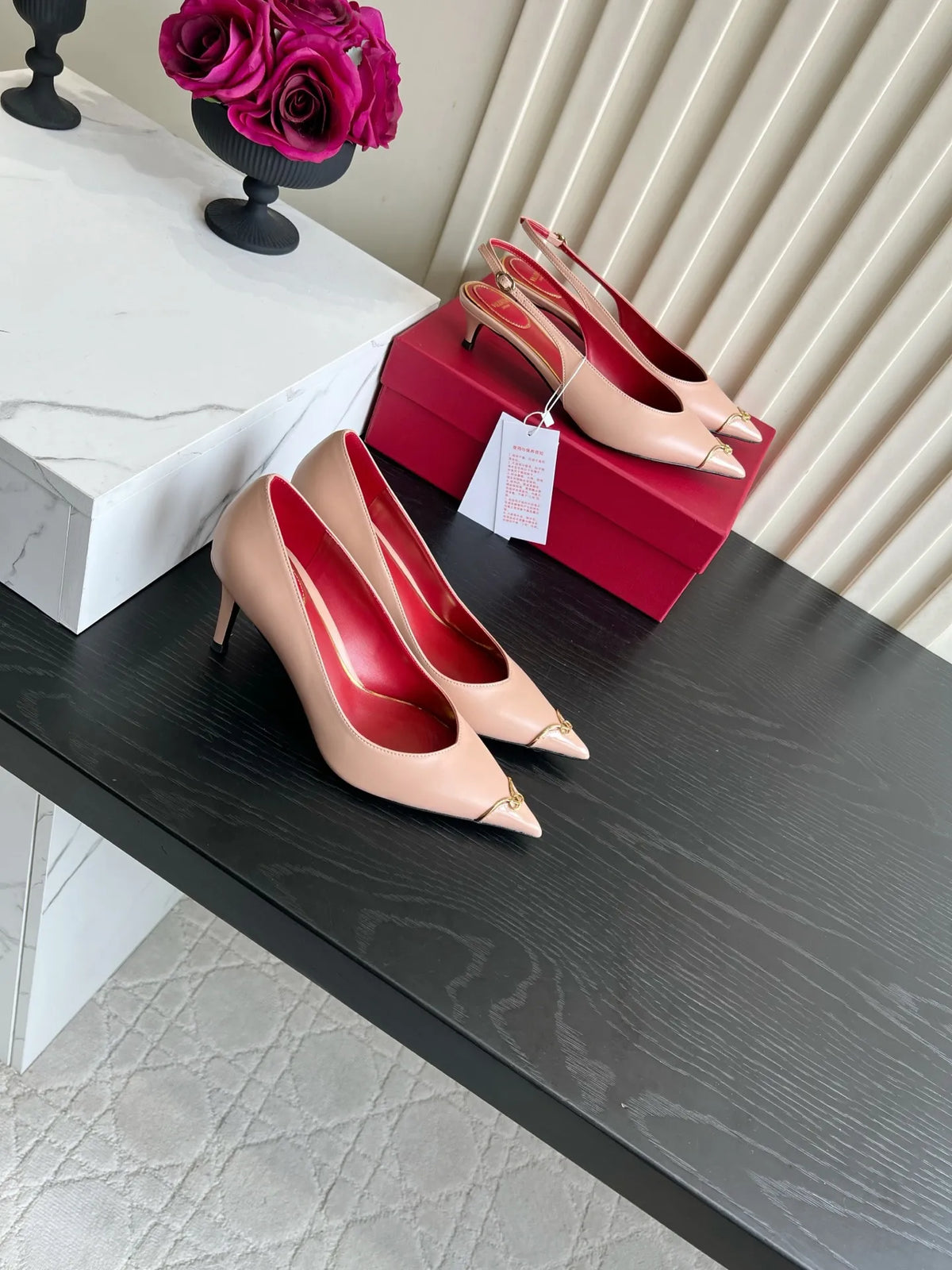 VAL Women's Valentin Pointed Toe Heart Pumps
