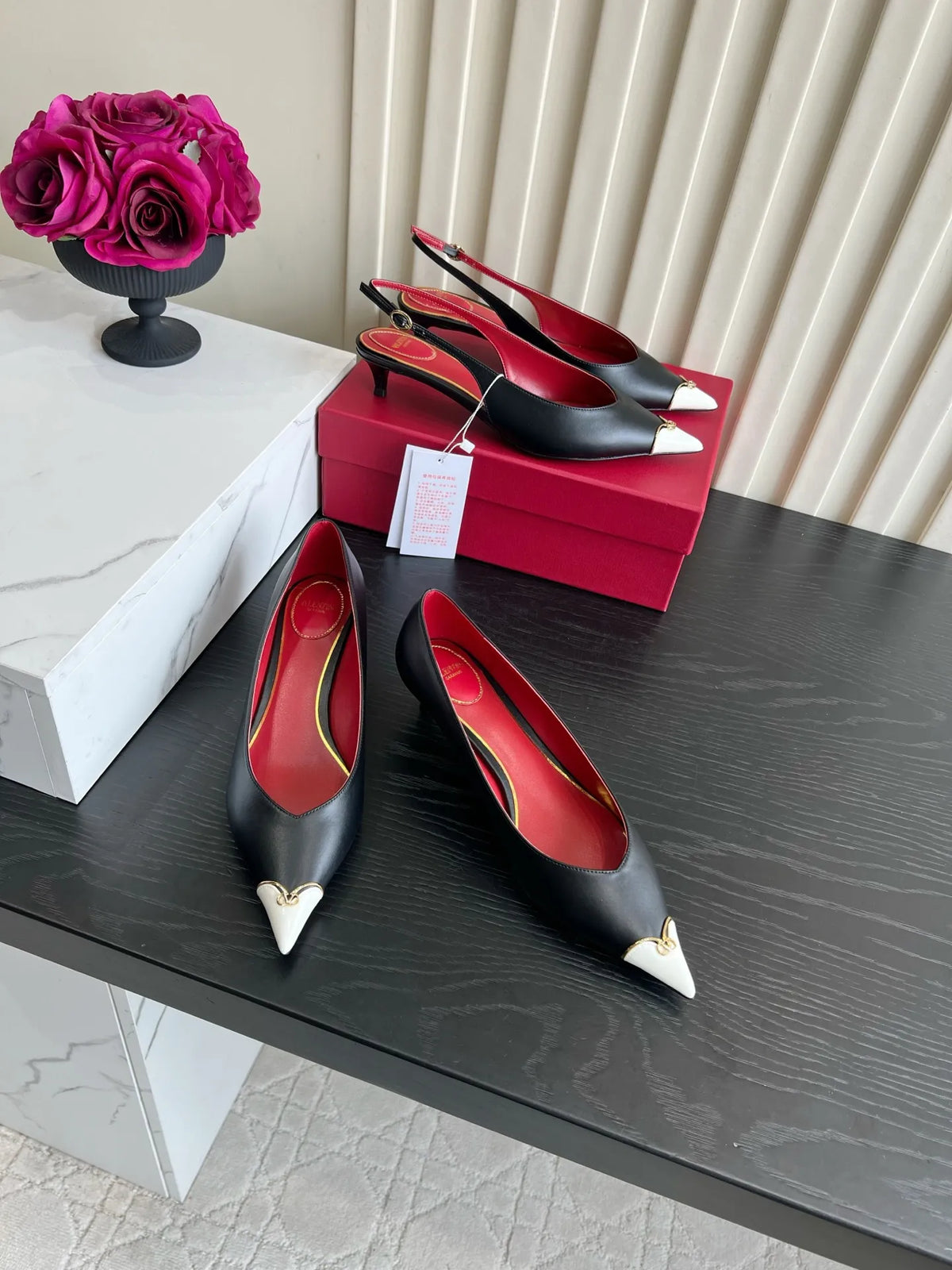 VAL Women's Valentino Heart Pointed-Toe Pumps