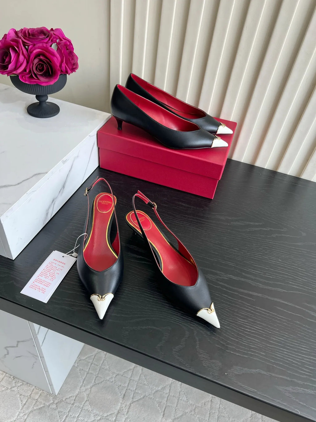 VAL Women's Valentino Heart Pointed-Toe Pumps