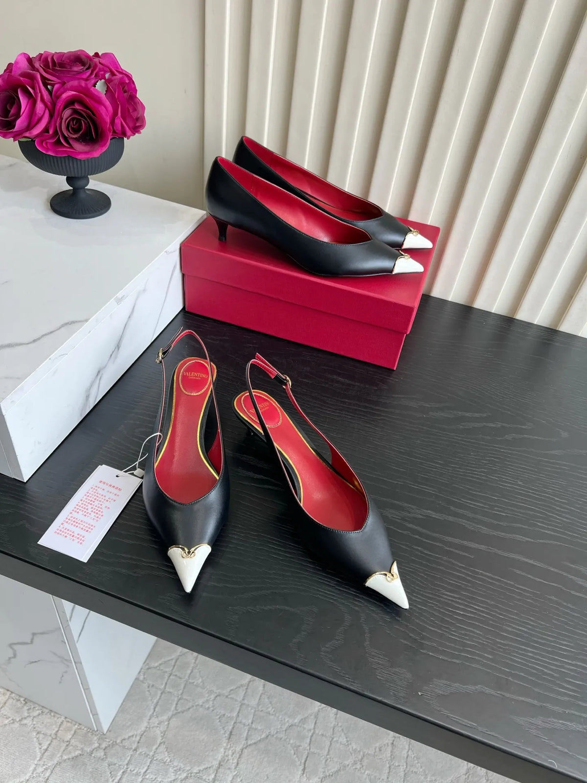 VAL Women's Valentino Heart Pointed-Toe Pumps