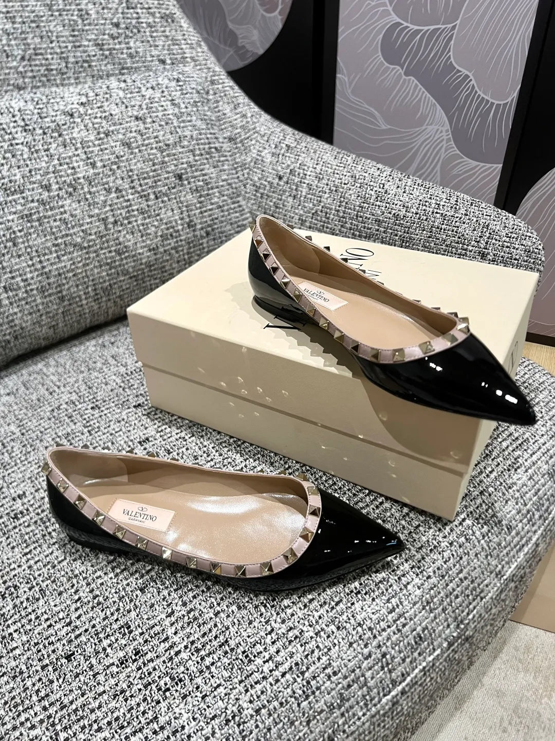 Valentino Women's Classic Studded Pointed-Toe Flats