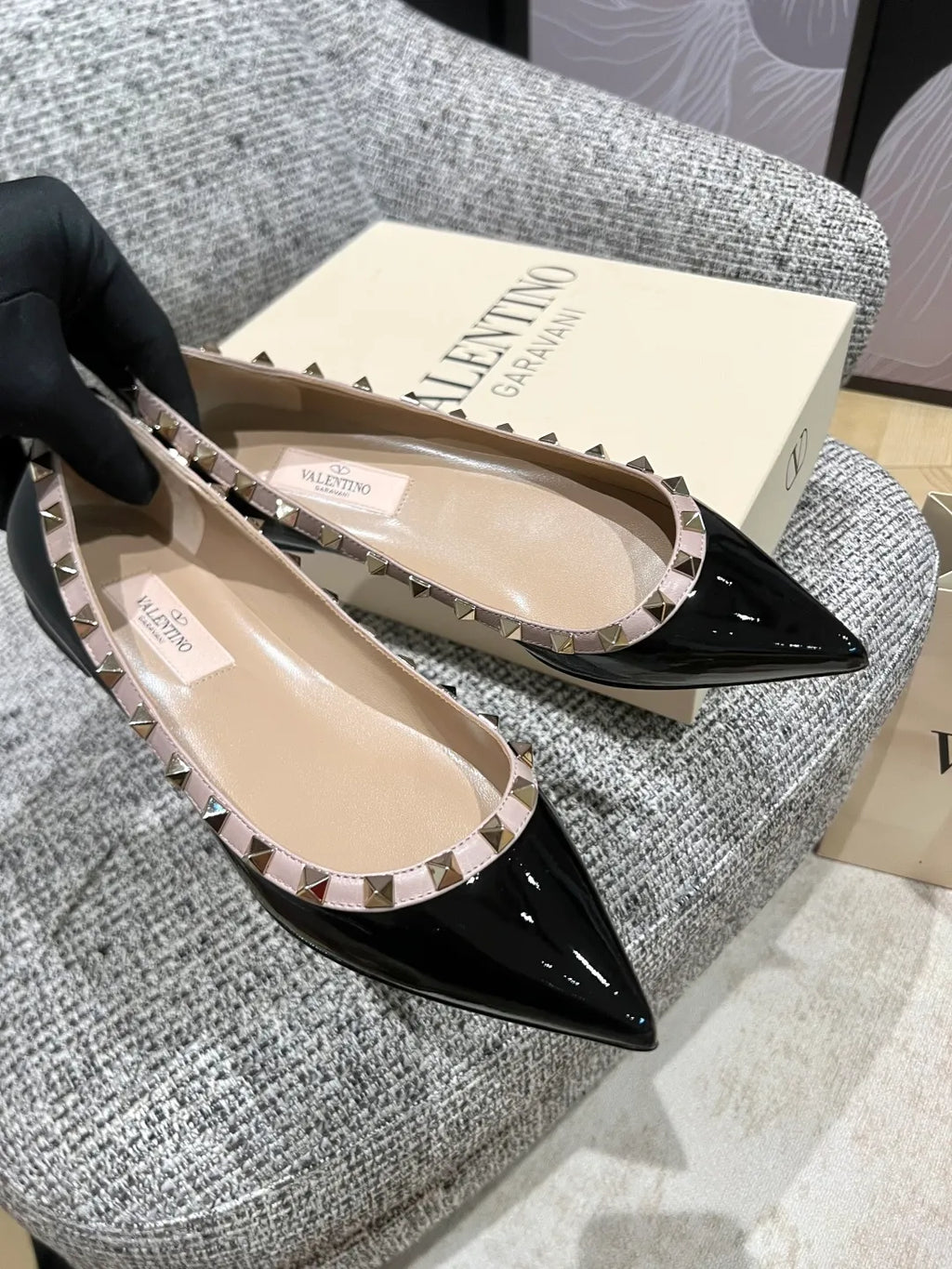 Valentino Women's Classic Studded Pointed-Toe Flats