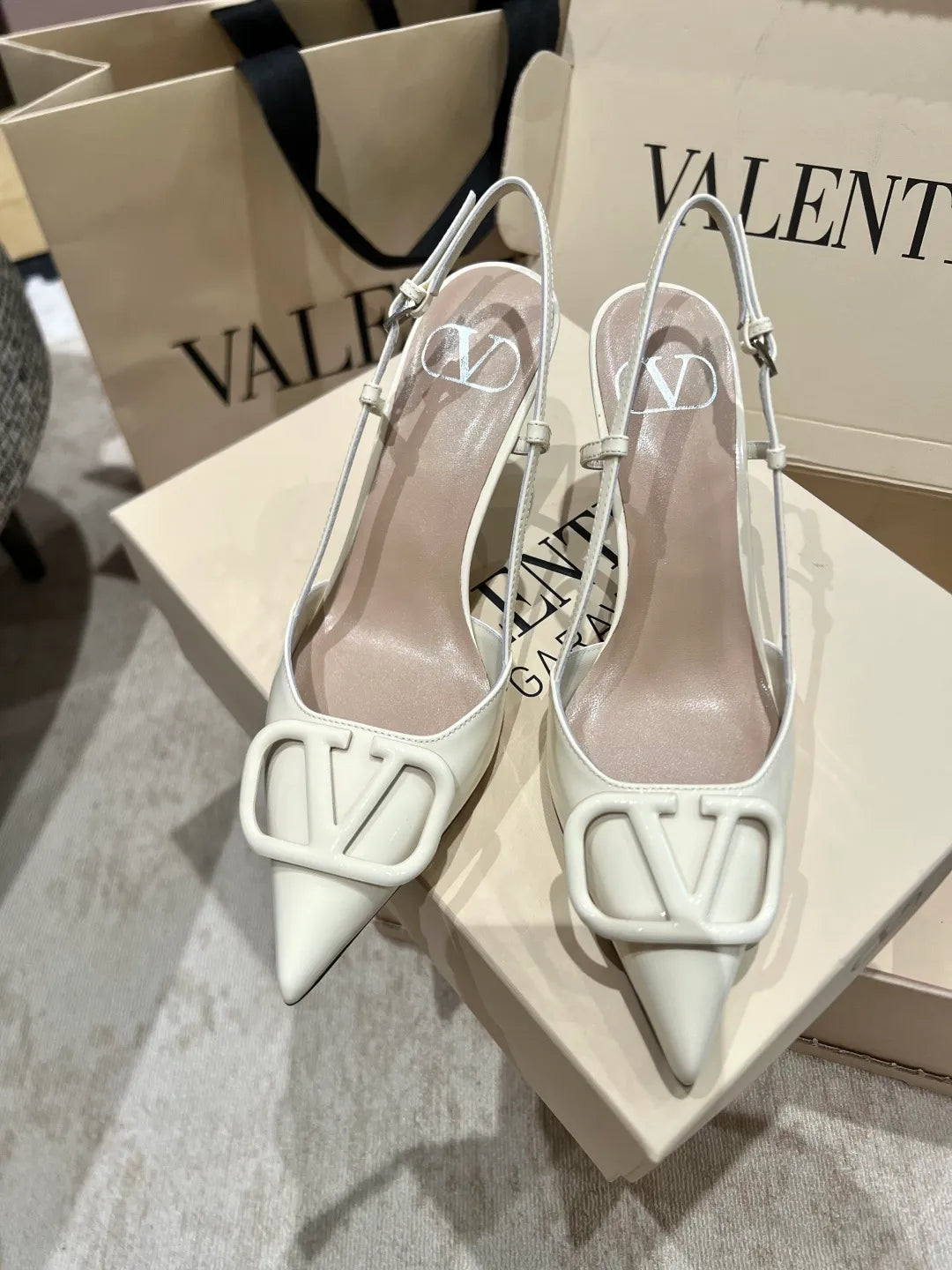 Valentino Women's Classic V-Logo Slingback Heels 3.3in
