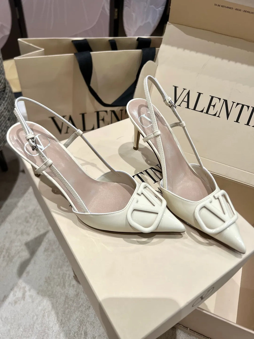 Valentino Women's Classic V-Logo Slingback Heels 3.3in