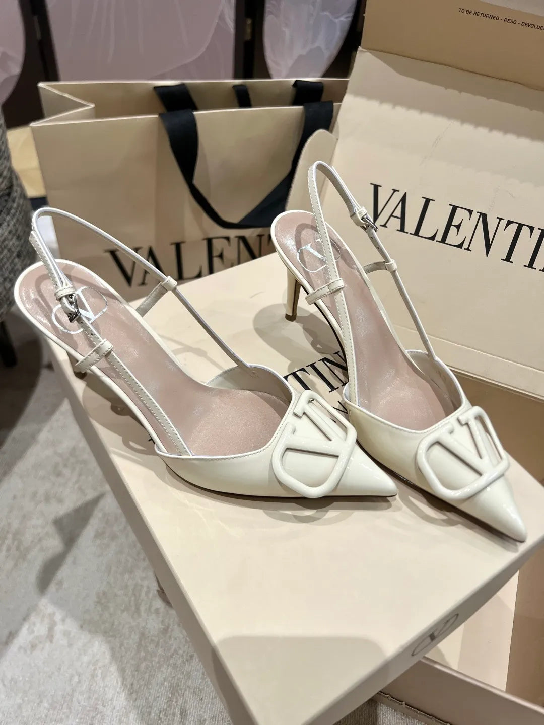 Valentino Women's Classic V-Logo Slingback Heels 3.3in