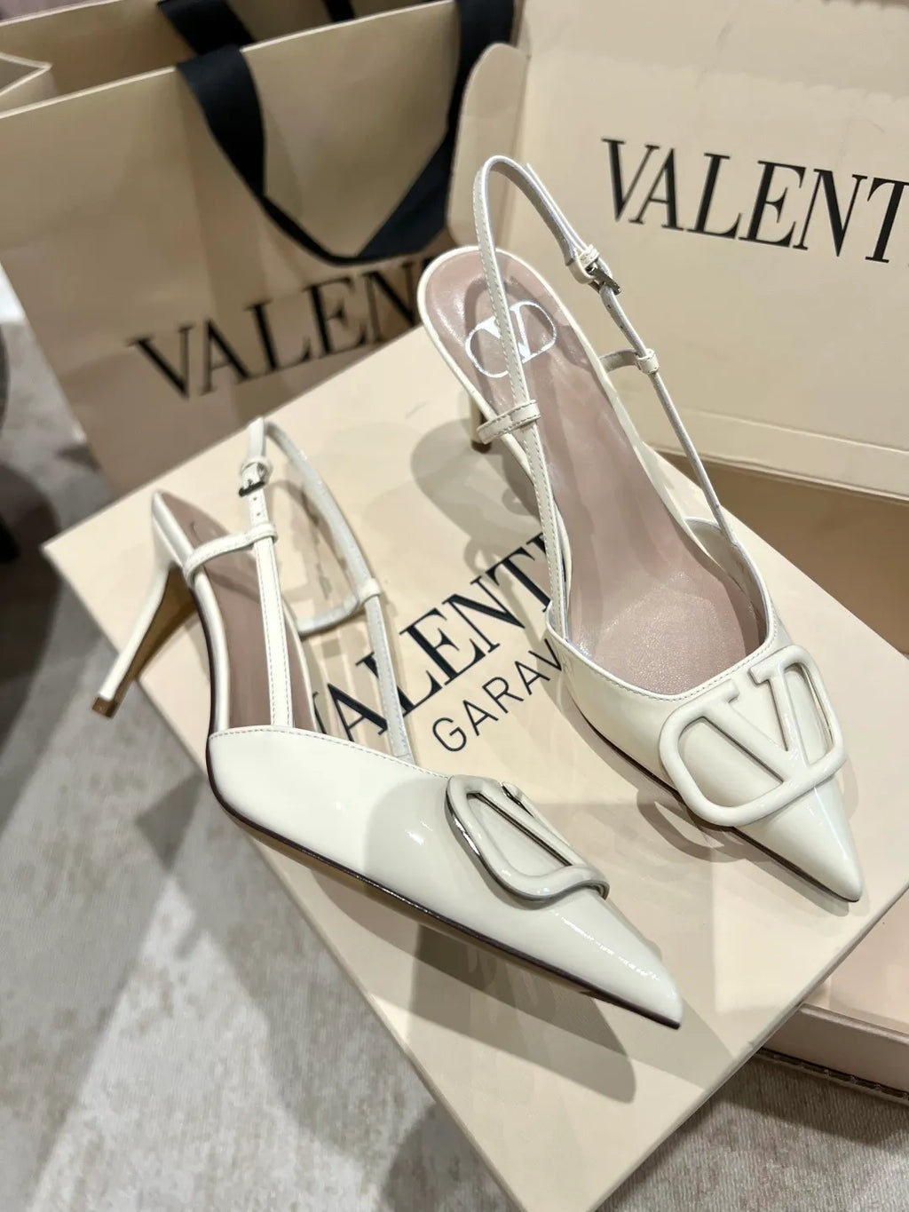 Valentino Women's Classic V-Logo Slingback Heels 3.3in