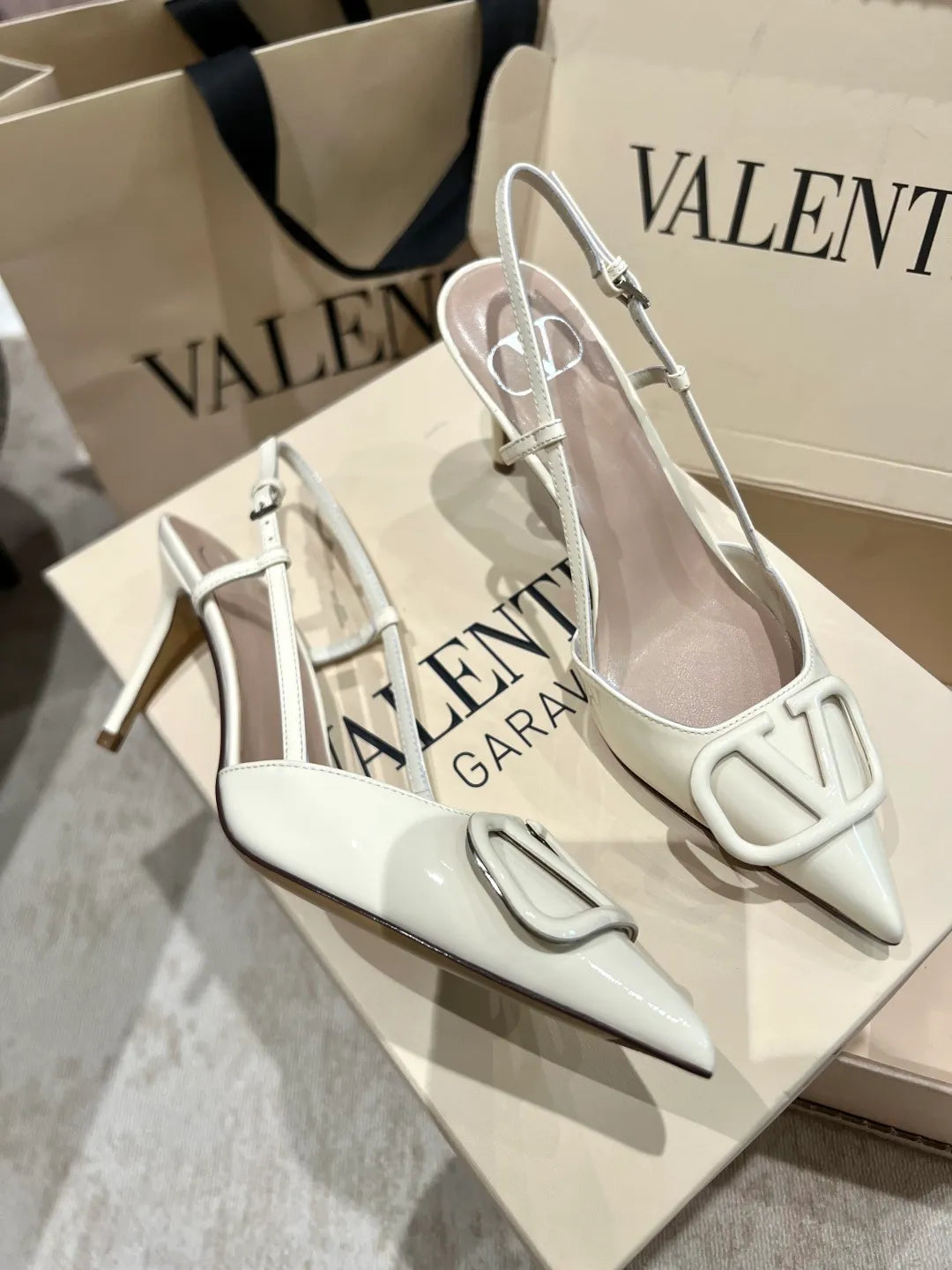 Valentino Women's Classic V-Logo Slingback Heels 3.3in