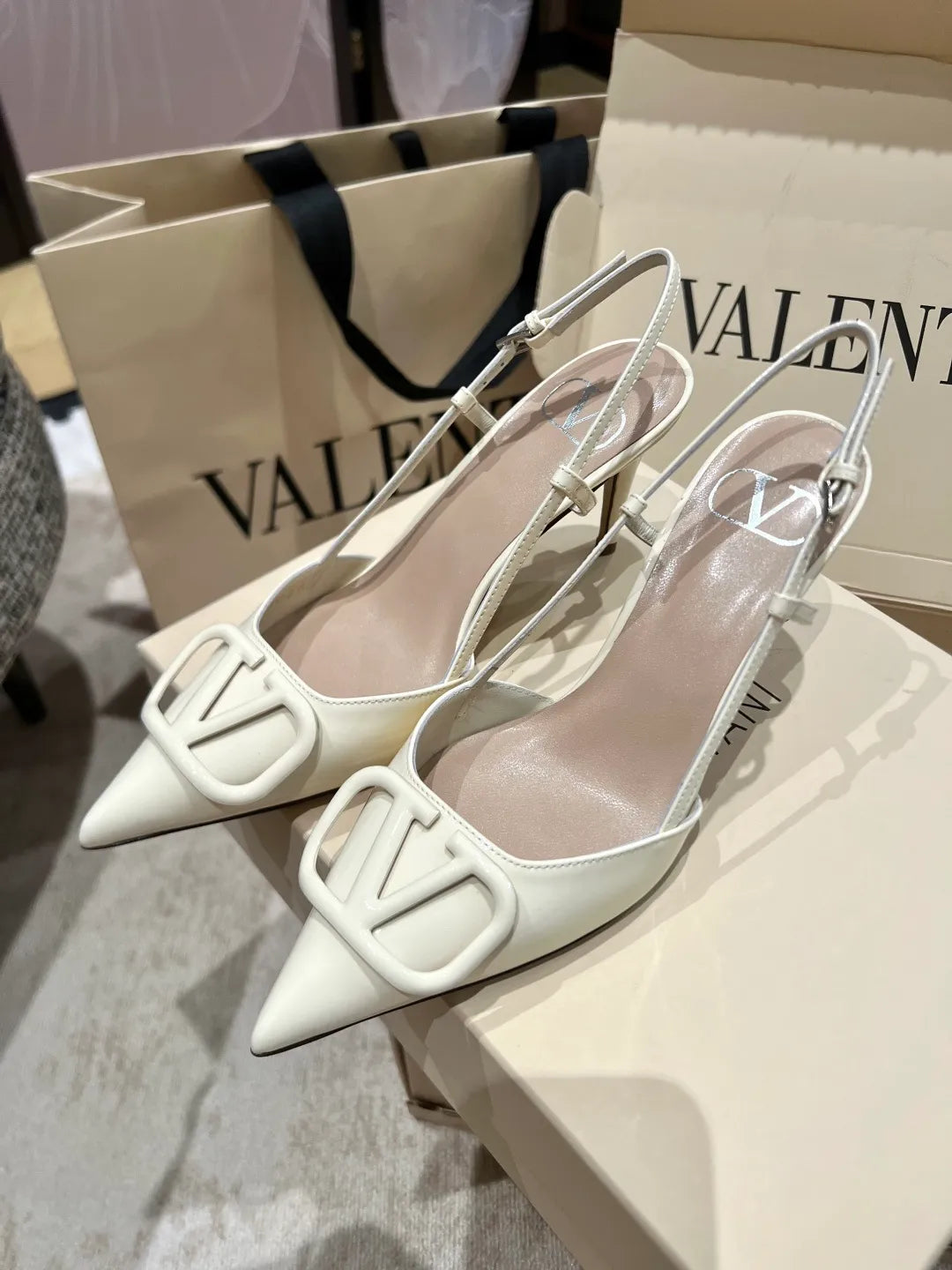 Valentino Women's Classic V-Logo Slingback Heels 3.3in