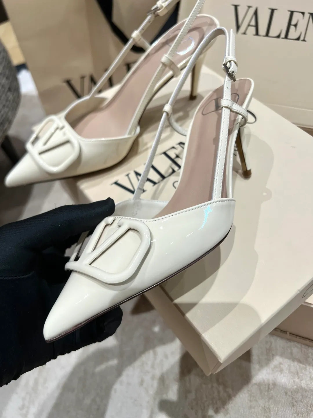 Valentino Women's Classic V-Logo Slingback Heels 3.3in