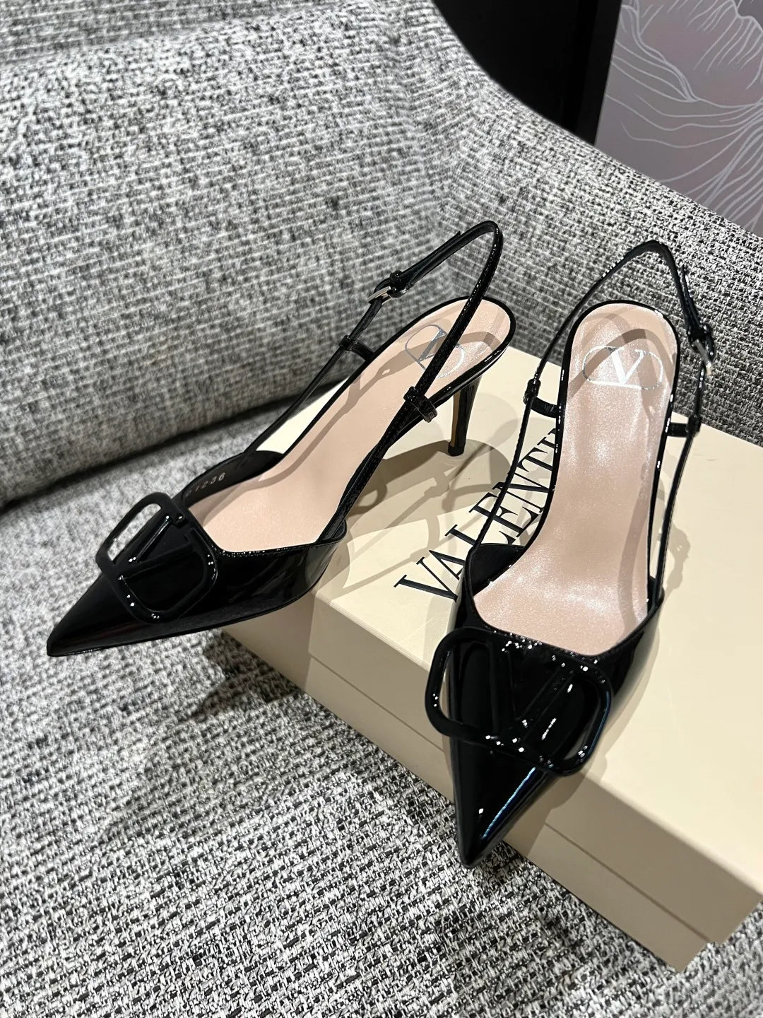 Valentino Women's Patent Leather Buckle Lace-Up Heels 3.3in