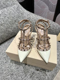 Valentino Women's Patent Leather Studded Ankle Strap Sandals 3.9in