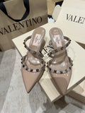 Valentino Women's Patent Leather Studded Cross-Strap Heels 2in