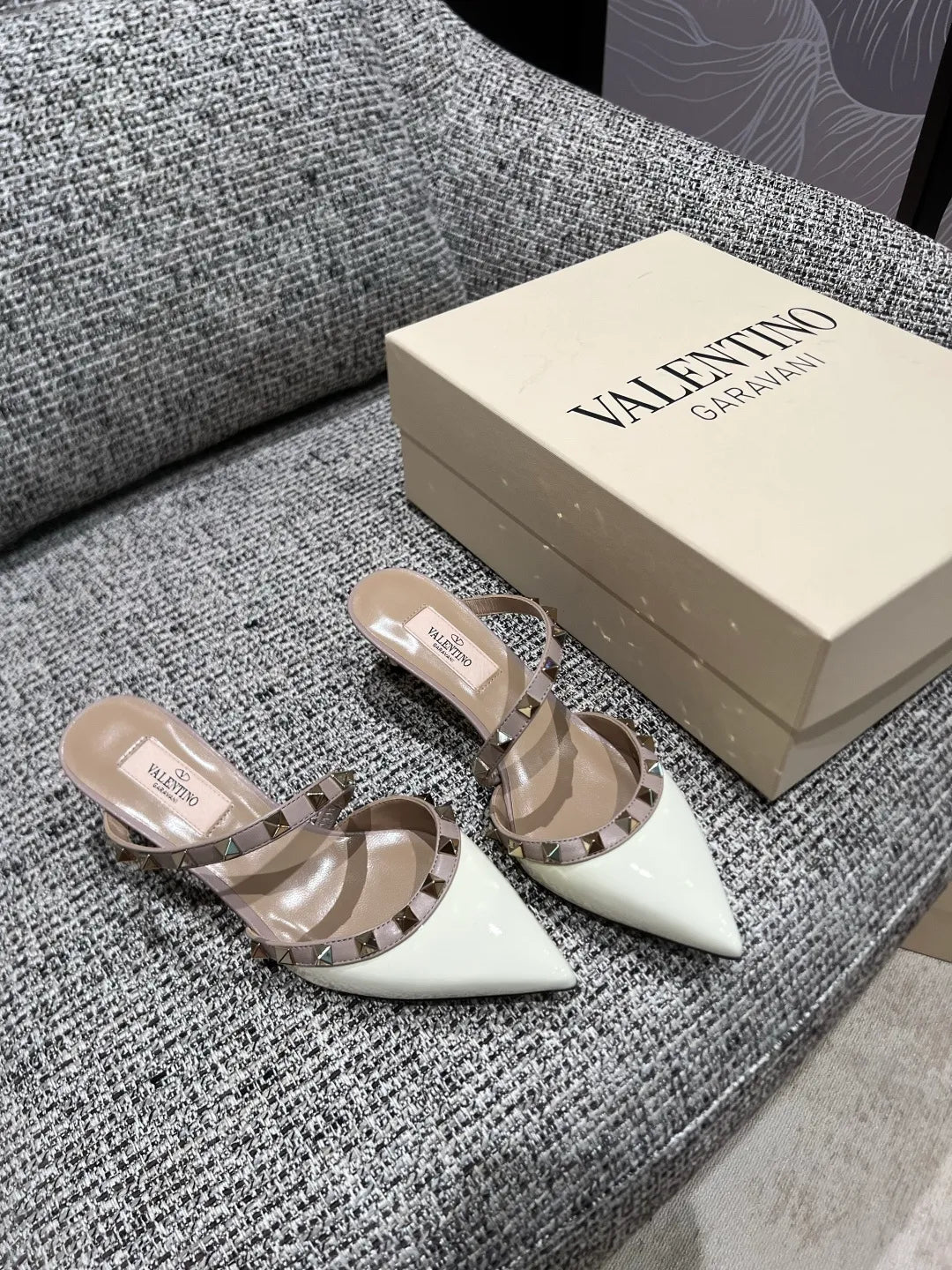 Valentino Women's Patent Leather Studded Cross-Strap Heels 2in