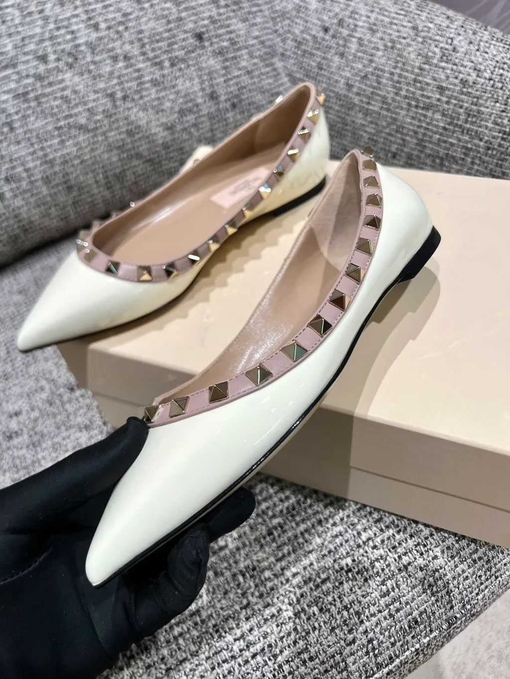 Valentino Women's Patent Leather Studded Flats