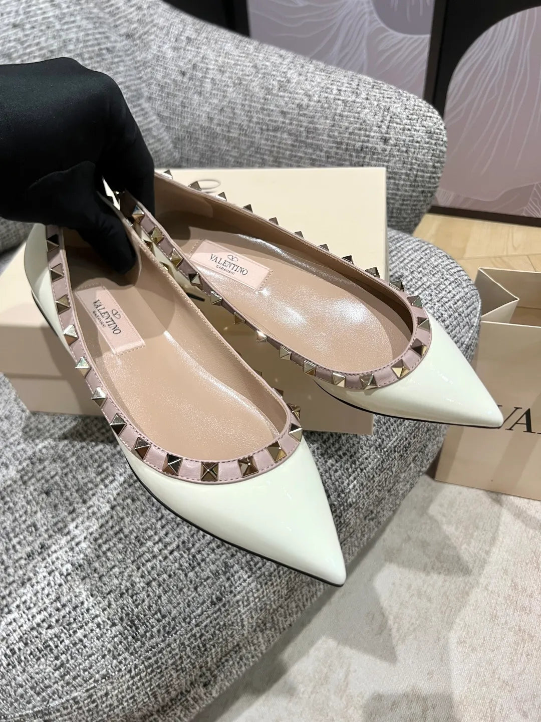 Valentino Women's Patent Leather Studded Flats