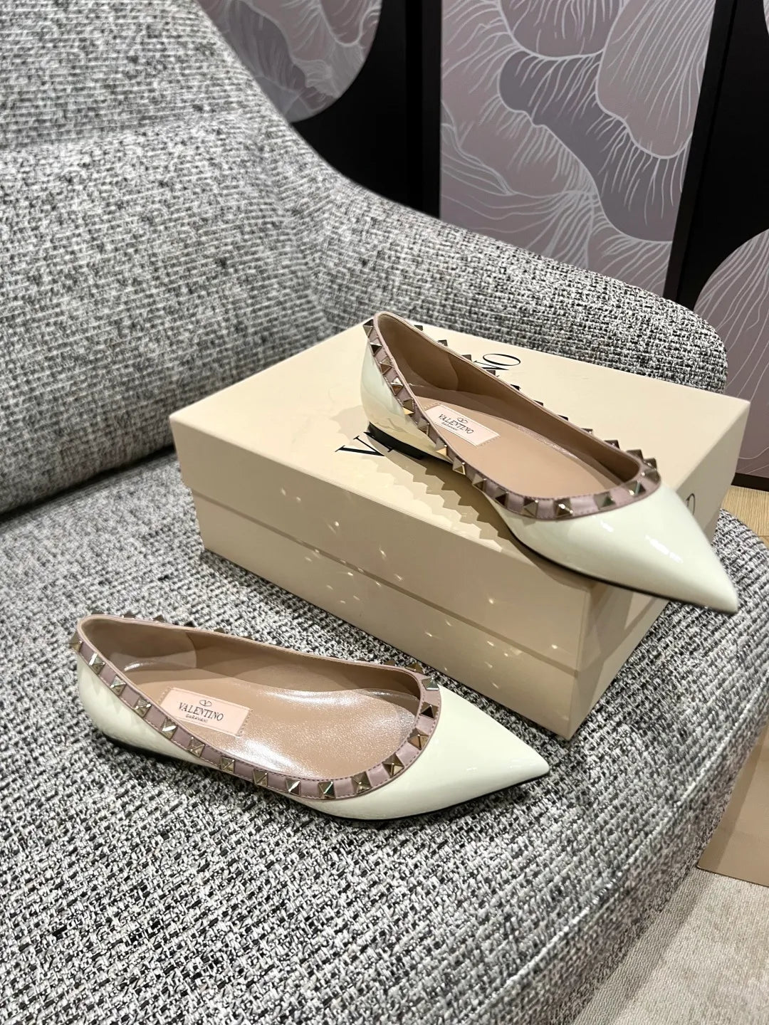 Valentino Women's Patent Leather Studded Flats