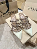 Valentino Women's Patent Leather Studded Kitten Heel Mules 2in