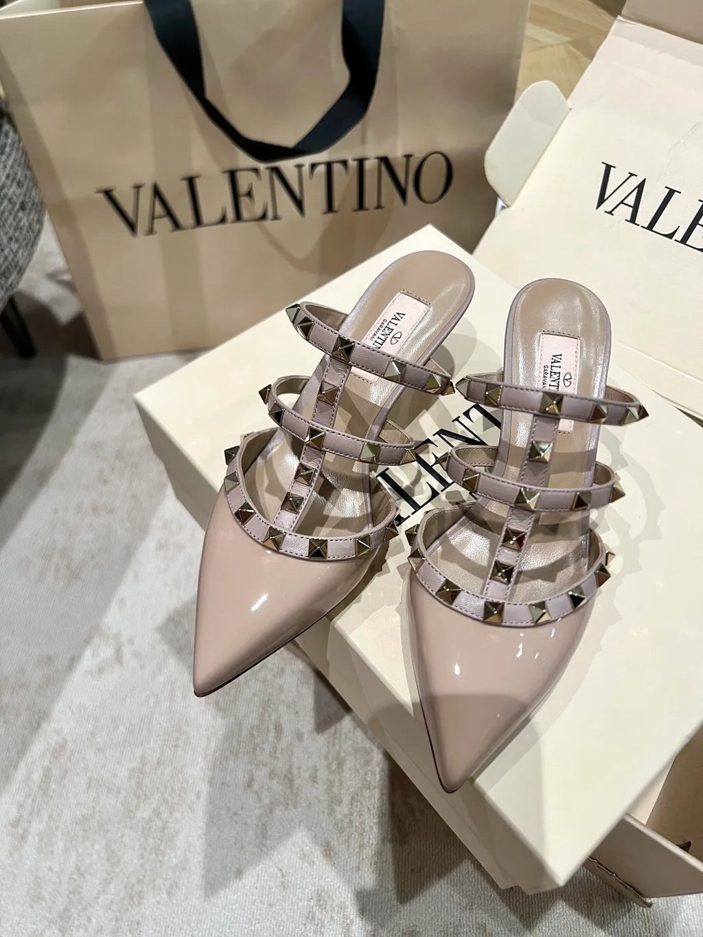 Valentino Women's Patent Leather Studded Mules 2in