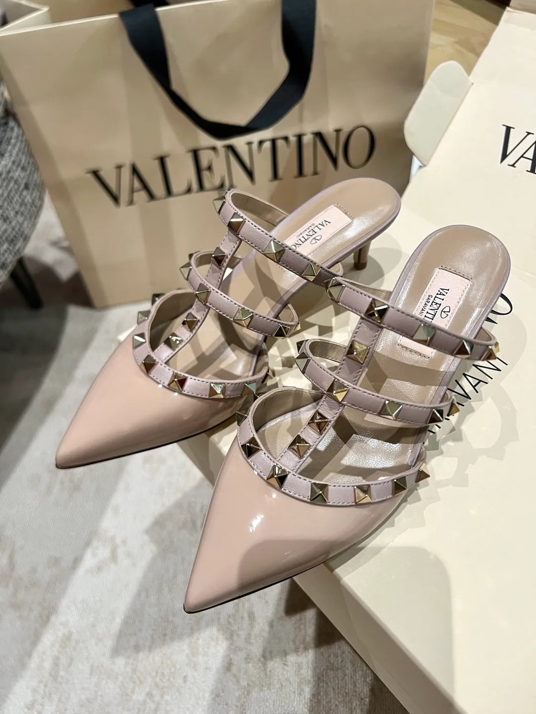 Valentino Women's Patent Leather Studded Mules 2in