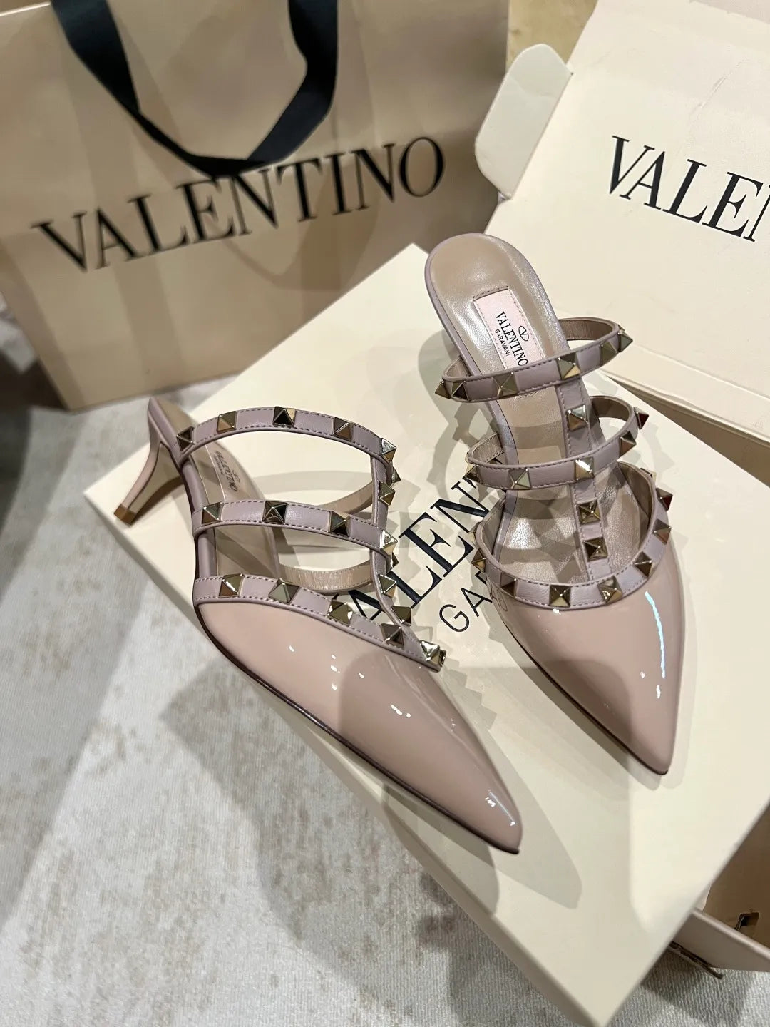 Valentino Women's Patent Leather Studded Mules 2in