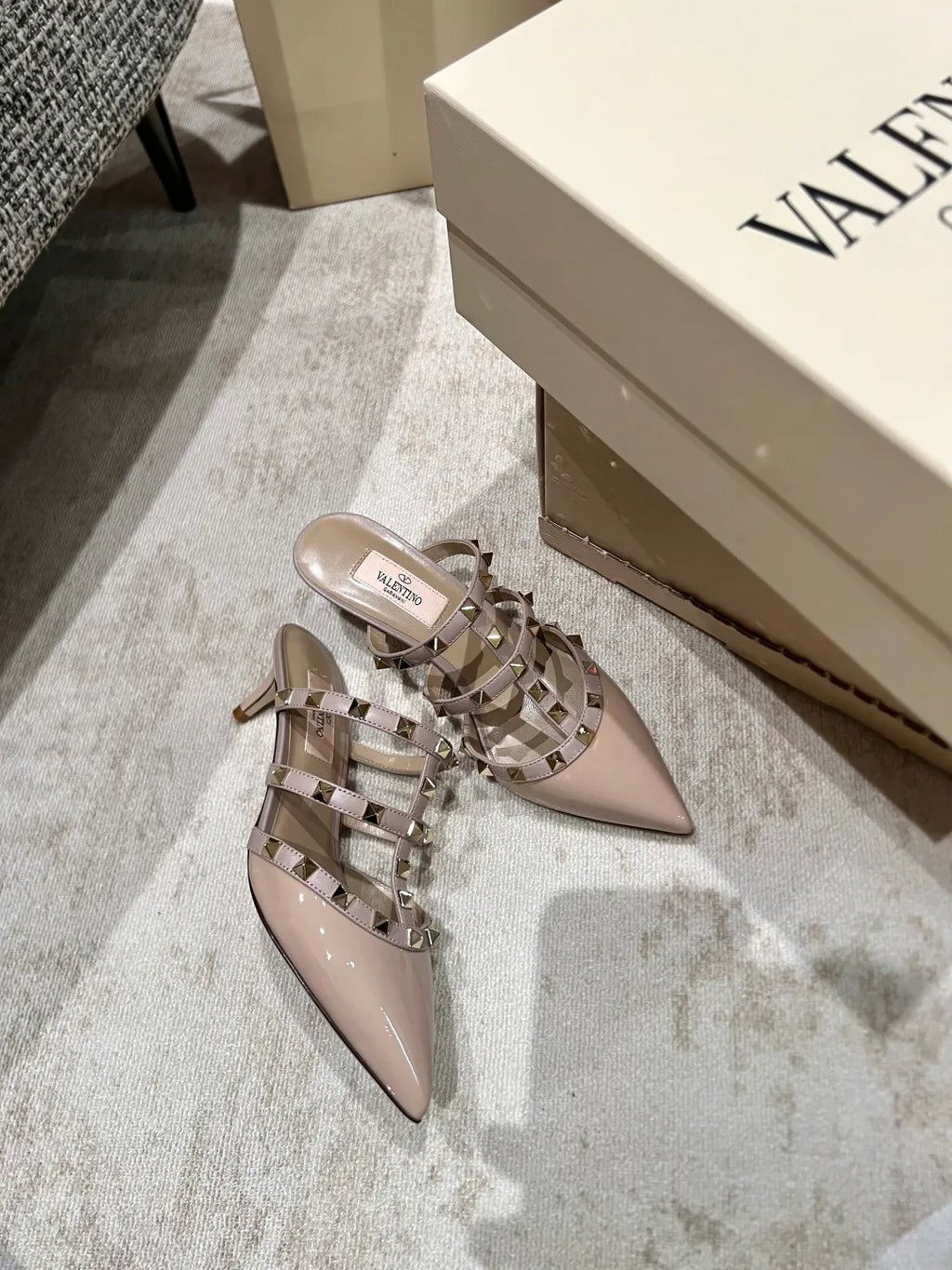 Valentino Women's Patent Leather Studded Mules 2in