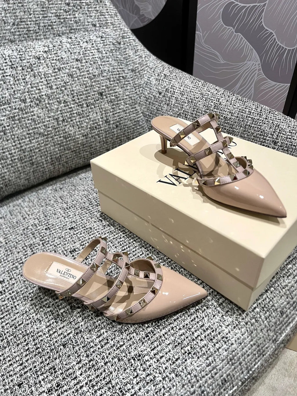 Valentino Women's Patent Leather Studded Mules 2in