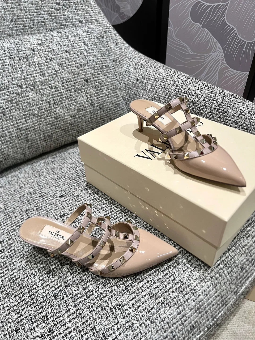 Valentino Women's Patent Leather Studded Mules 2in