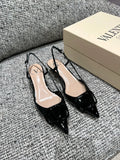 Valentino Women's Patent Leather V-Logo Lace-Up Heels 1.6in