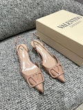 Valentino Women's Patent Leather V-Logo Lace-Up Heels 1.6in