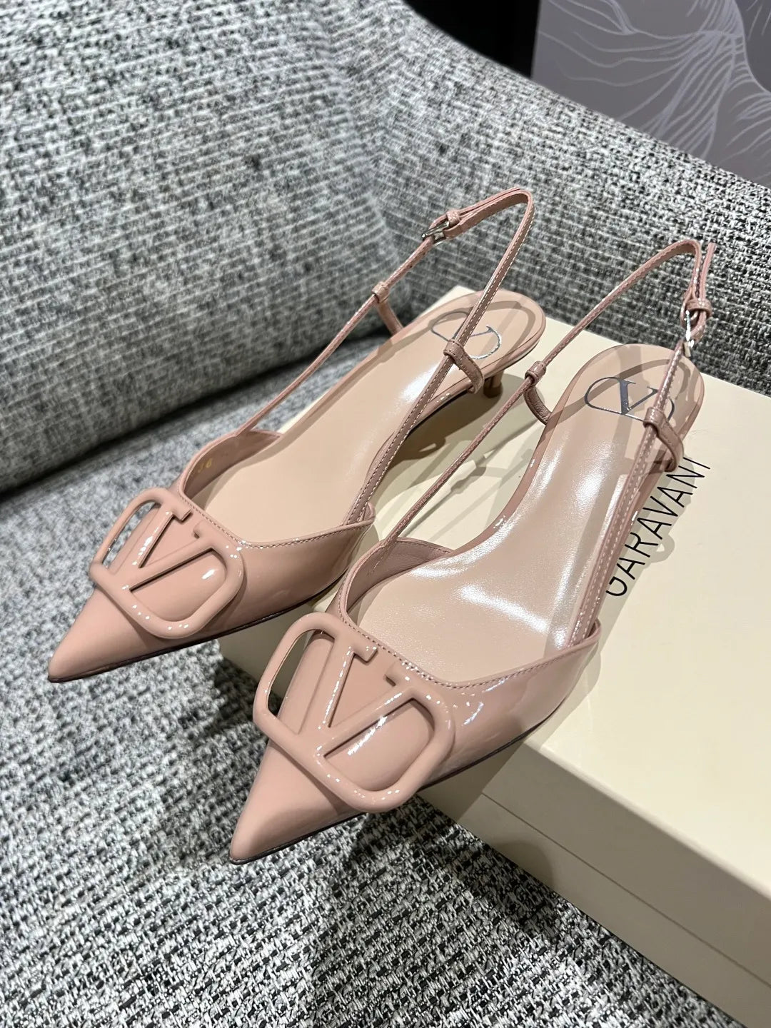 Valentino Women's Patent Leather V-Logo Lace-Up Heels 1.6in