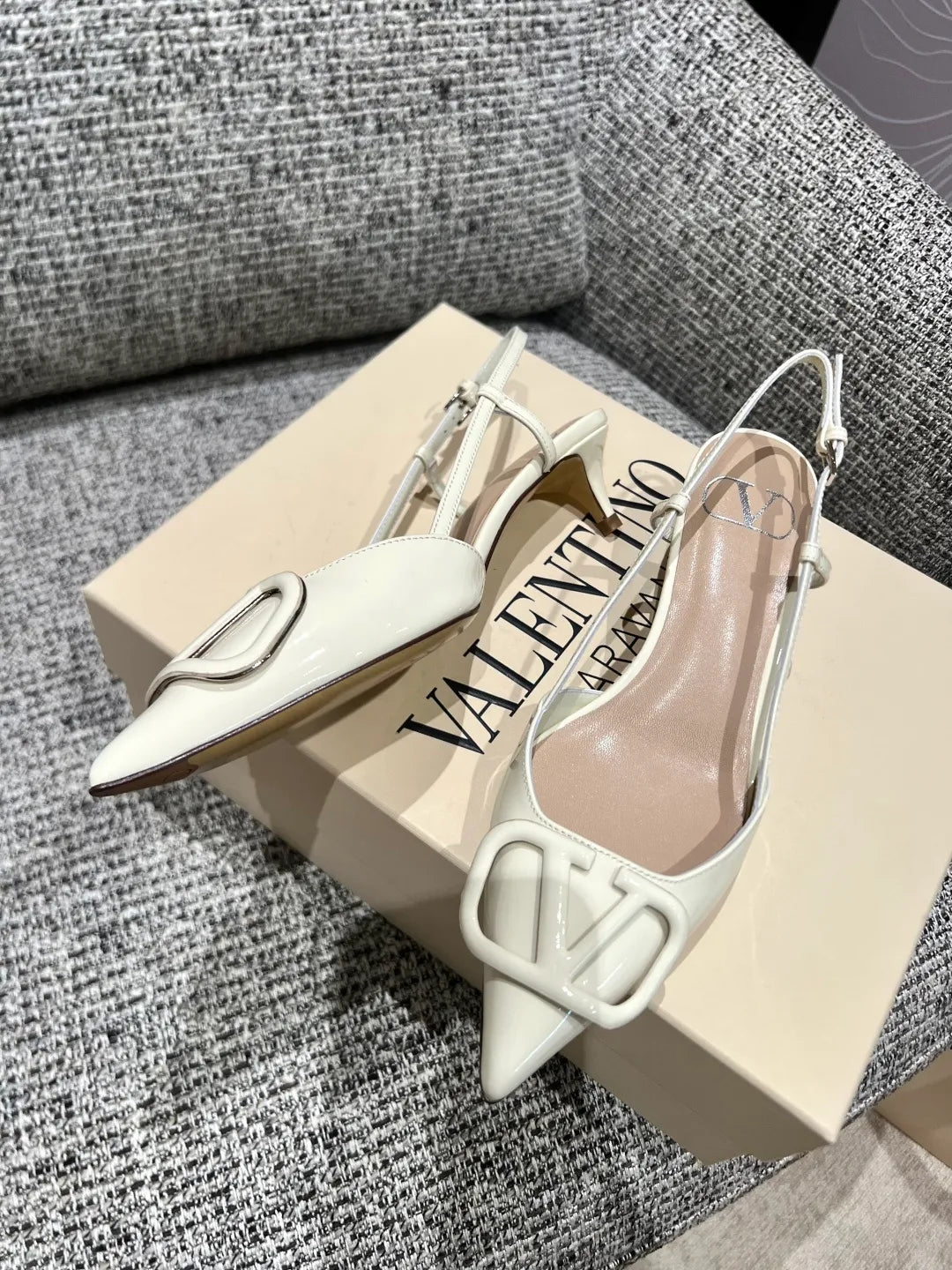 Valentino Women's Patent Leather V-Logo Lace-Up Heels 1.6in