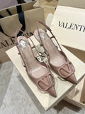 Valentino Women's Patent Leather V-Logo Slingback Heels 3.3in