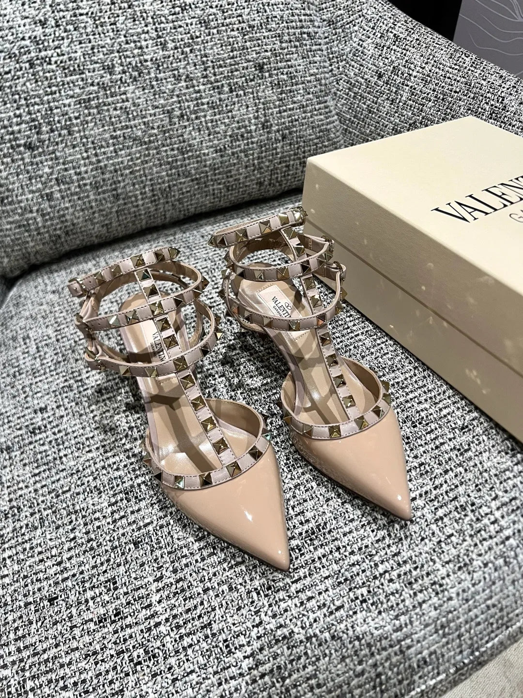 Valentino Women's Studded Three-Ring Strap Sandals 2.6in